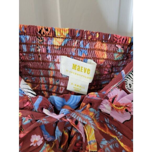 Anthropologie Maeve Ruffled Tie-Front Blouse XS NWT $108 - Picture 7 of 11